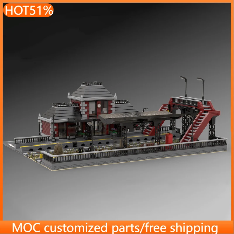 

4281 PCS Construction Small City Train Station MOC Customize Modular Building Block Creative Design Simple DIY Assembly Toy Gift