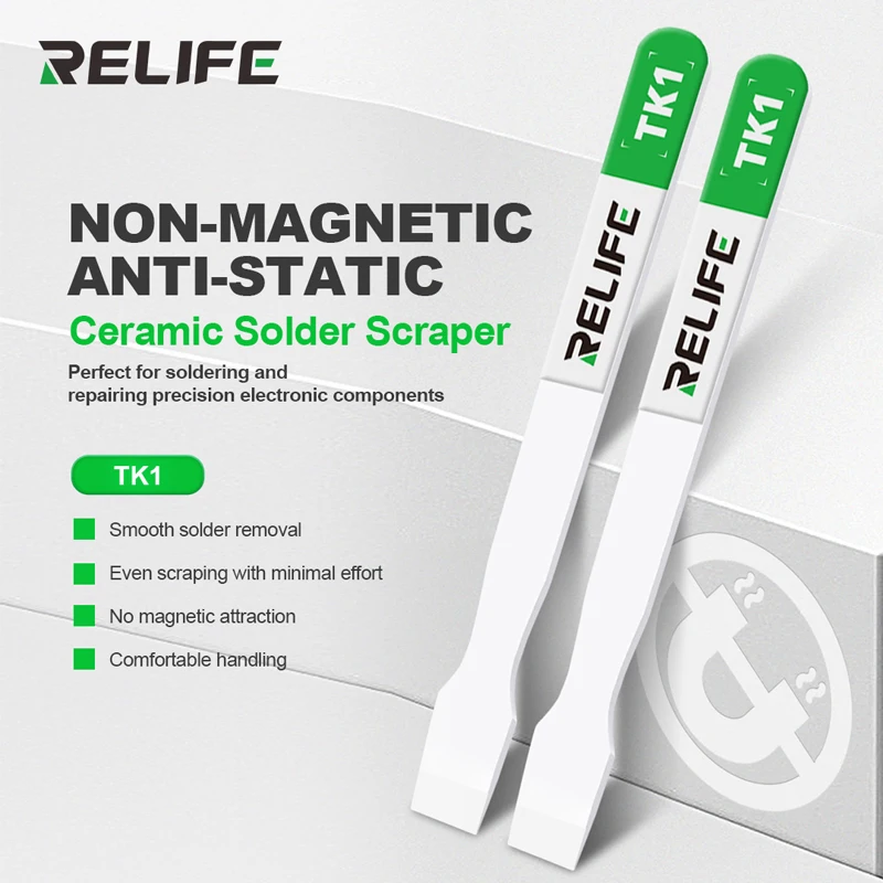 RELIFE TK1 Non-Magnetic Ceramic Solder Paste Scraper for Mobile Phone PC BGA Motherboard Chip Repair Planting Tin Scraper