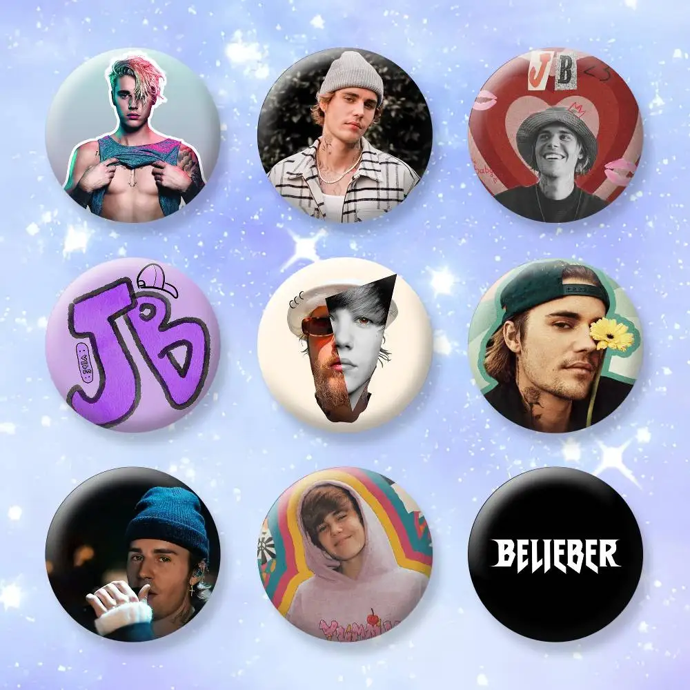 

Singer cool J-Justin Bieber Button Pins Backpack Clothing Decor Brooch Badge Jewelry Gifts for Kids