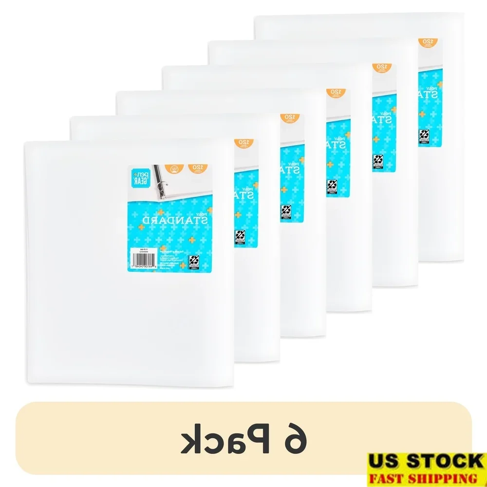 

6 Pack Durable Poly 3 Ring Binder 11 x 11.75 Inch Holds 175 Sheets Perfect Homework Documents School Office Use