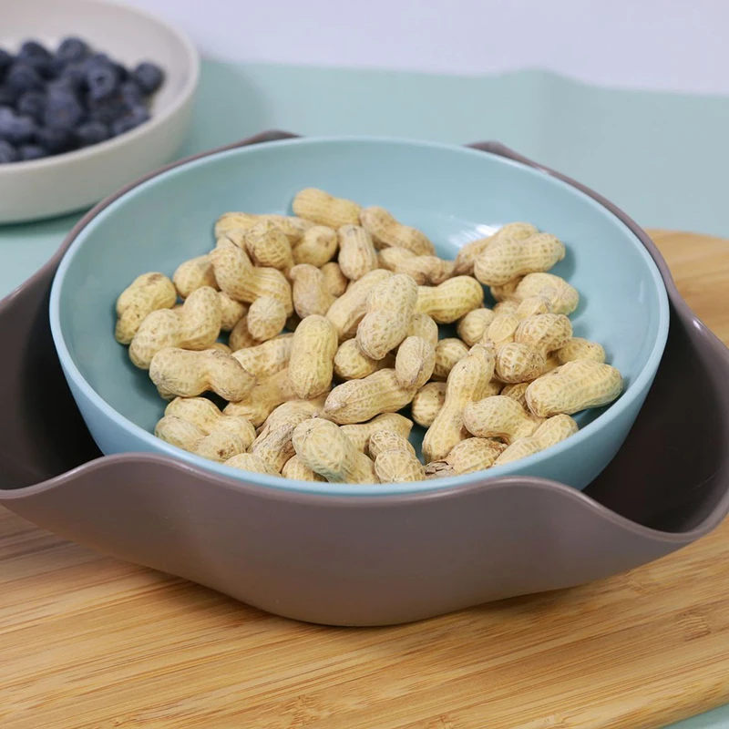 Snack Bowls Double Layer Popcorn Bowl With Storage Pistachio
