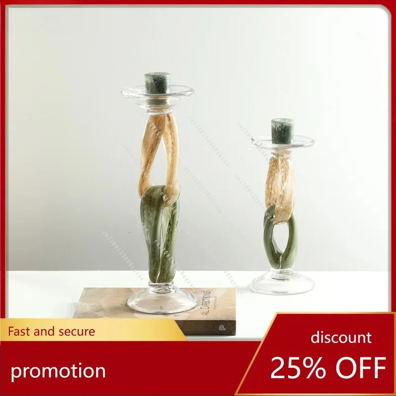 Glass Candle Holder - Premium Decorative Ornament for Home, Villa, Coffee Table, and Dining Table