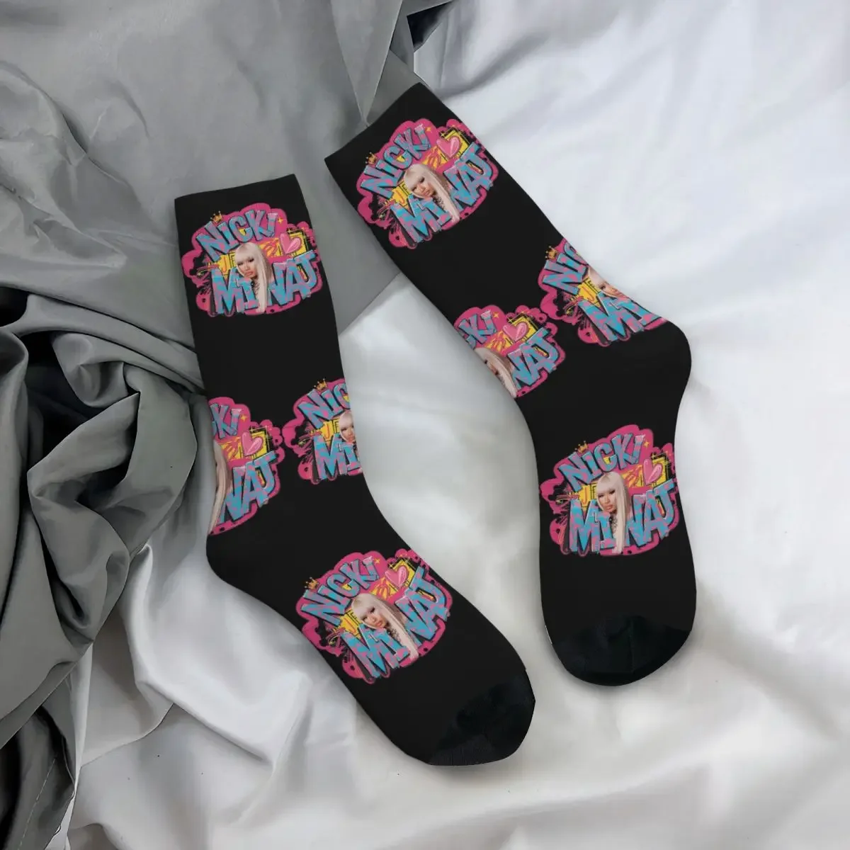 Calzini da concerto Nicki Minaj Calze Harajuku che assorbono il sudore Calzini lunghi per tutte le stagioni Accessori per regali di Natale unisex