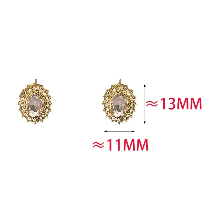 

Real 925 Sterling Silver Full Zircon Oval Geometric Stud Earrings for Women Minimalist Vintage Fine Jewelry Accessories