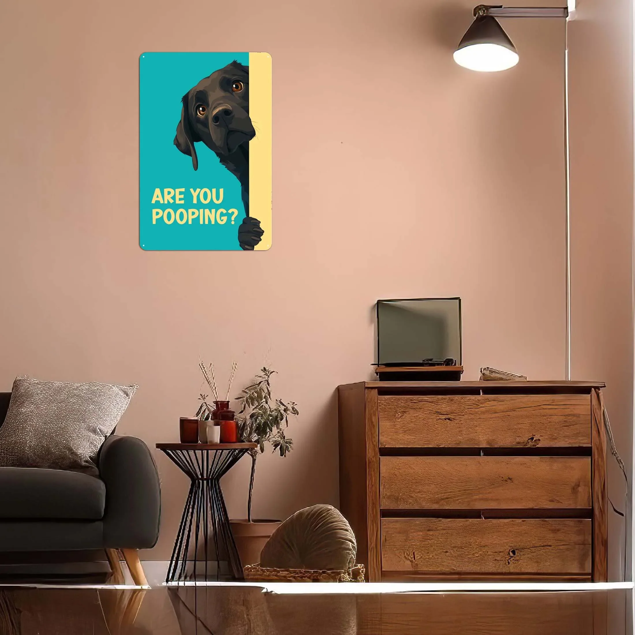 Labrador Are You Pooping Sign Funny Poster Vintage Decor Retro Metal Tin Sign Plaque for Bathroom Toilet Wall Art Decoration