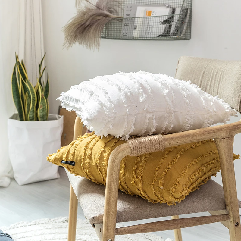 Embrace Pillowcase 45x45 Solid Color Cotton Stripe Modern Home Nordic Wind Sand Hair Office Decoration Comfortable Cushion Cover