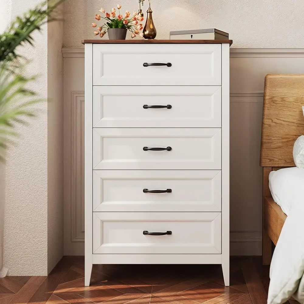 

Большой деревянный комод для спальни, шкаф для хранения с плавными направляющими, металлическими ручками, защитой от опрокидывания, подходит для гостиной и