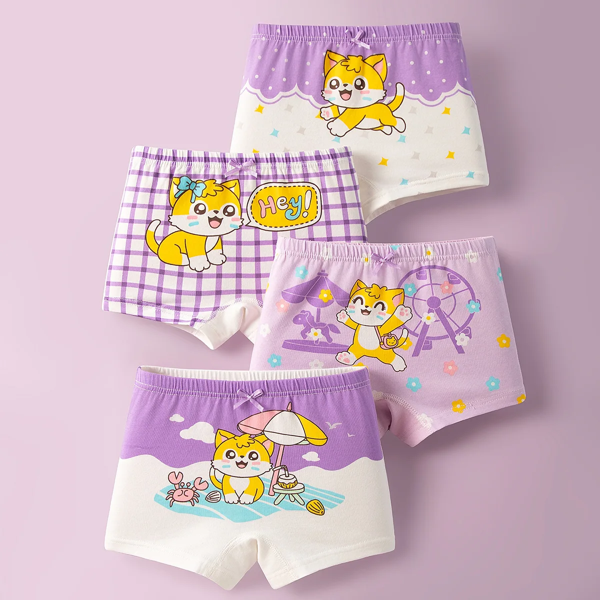 4 pçs algodão meninas calcinha macia bebê adorável personagem padrão dos desenhos animados calcinha estudantes boxer briefs crianças roupa interior boxers