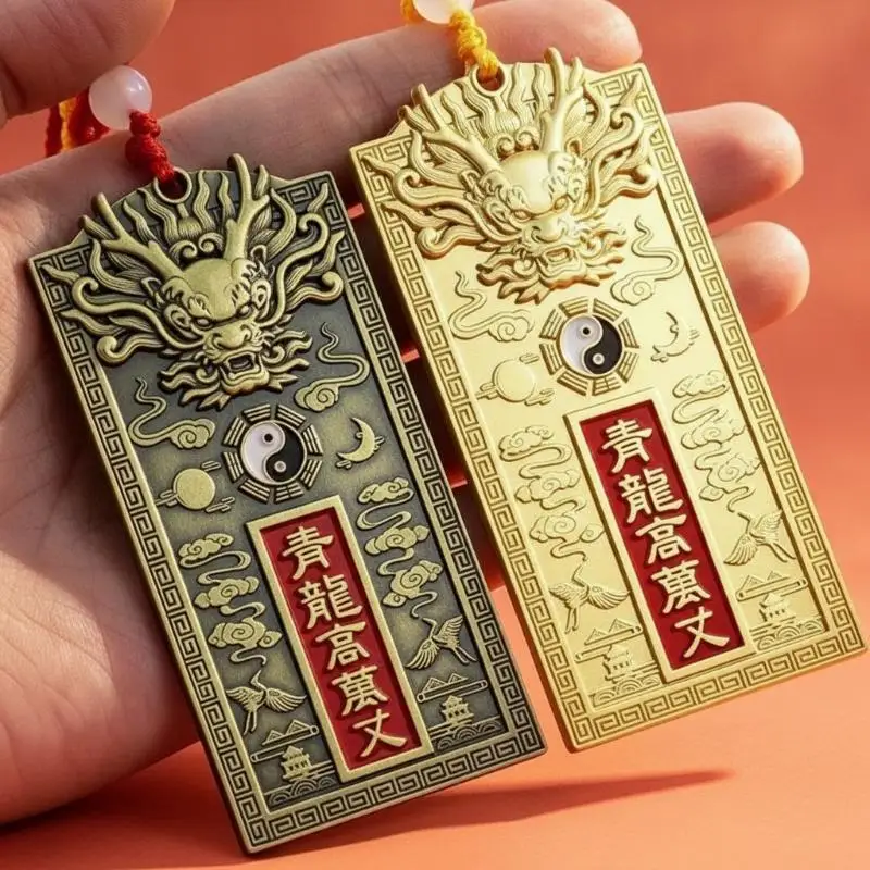 Vintage Chinesisches Drachen-Schnitzdekor-Set Ouyue Qinglong Metall-Ornament für Schreibtisch, Regal und Kunstsammlung – Detail 13