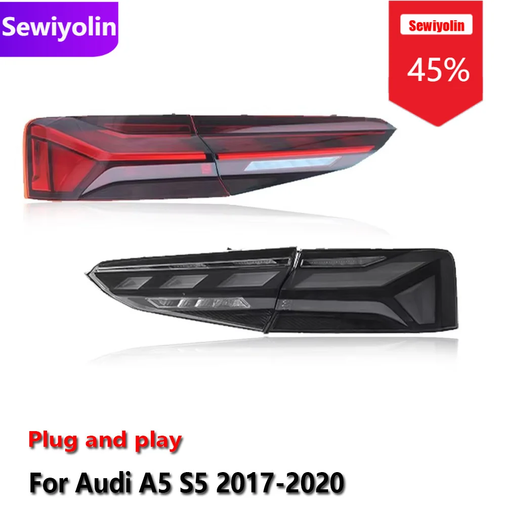 

Автомобильные светодиодные задние фонари DRL в сборе для Audi A5 S5 2017-2020, автоматические противотуманные фары DRL, стоп-сигналы поворота Plug And Play