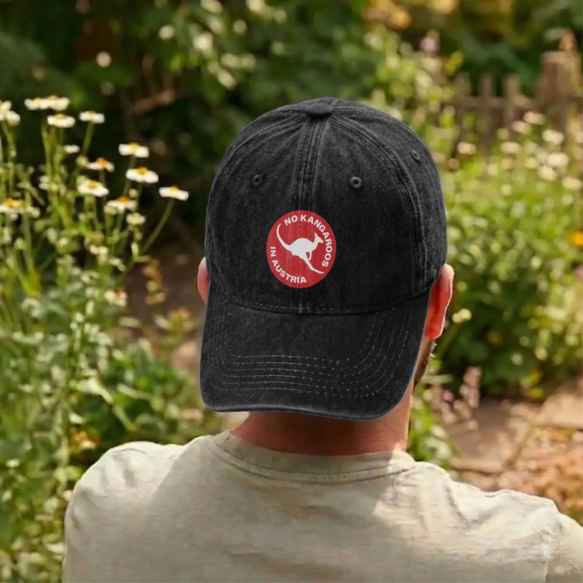 Vintage No Kangaroos in Austria Funny Baseball Cap Unstructured Men Women Australia Distressed Denim Headwear Adjustable Fit Hat