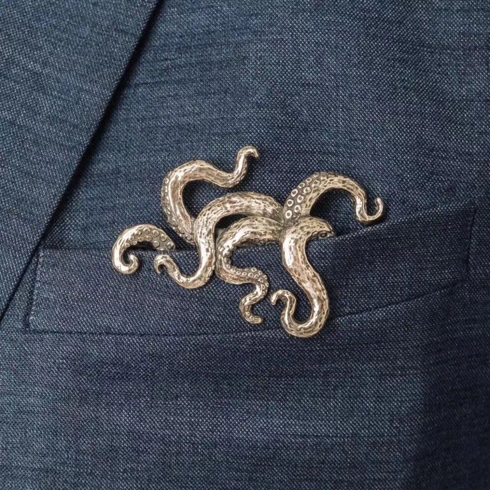 Exquisite Creative Crocodile Tiger Octopus Animal Brooches for Men Women Tradition Retro Gentleman Suit Coat Neckline Jewelry