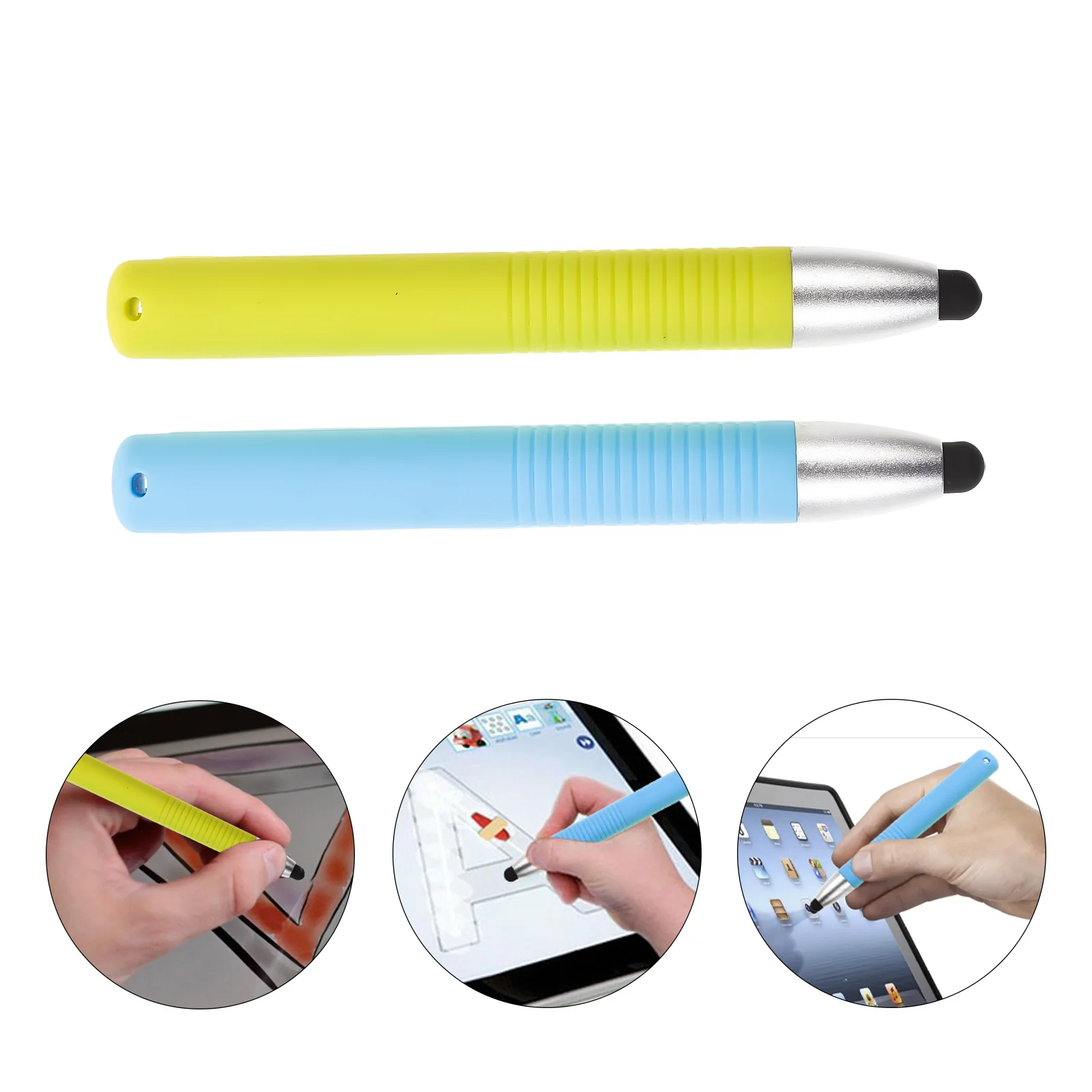 

2 шт., стилус для сенсорного экрана, емкостный стилус для планшета, мягкий силиконовый наконечник, эргономичный дизайн, ручка для письма на экране для телефона и планшета