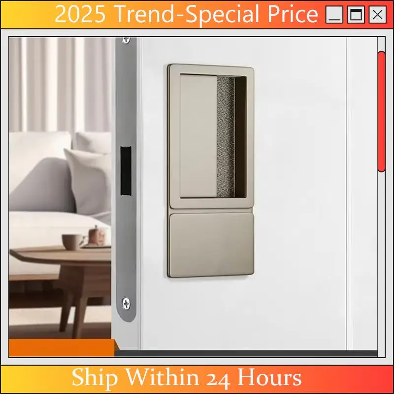 CHYY Top Minimalist Flat Lock  Embedded Single Tongue Magnetic Door Lock Indoor Bedroom Room  Key Black Door Handle