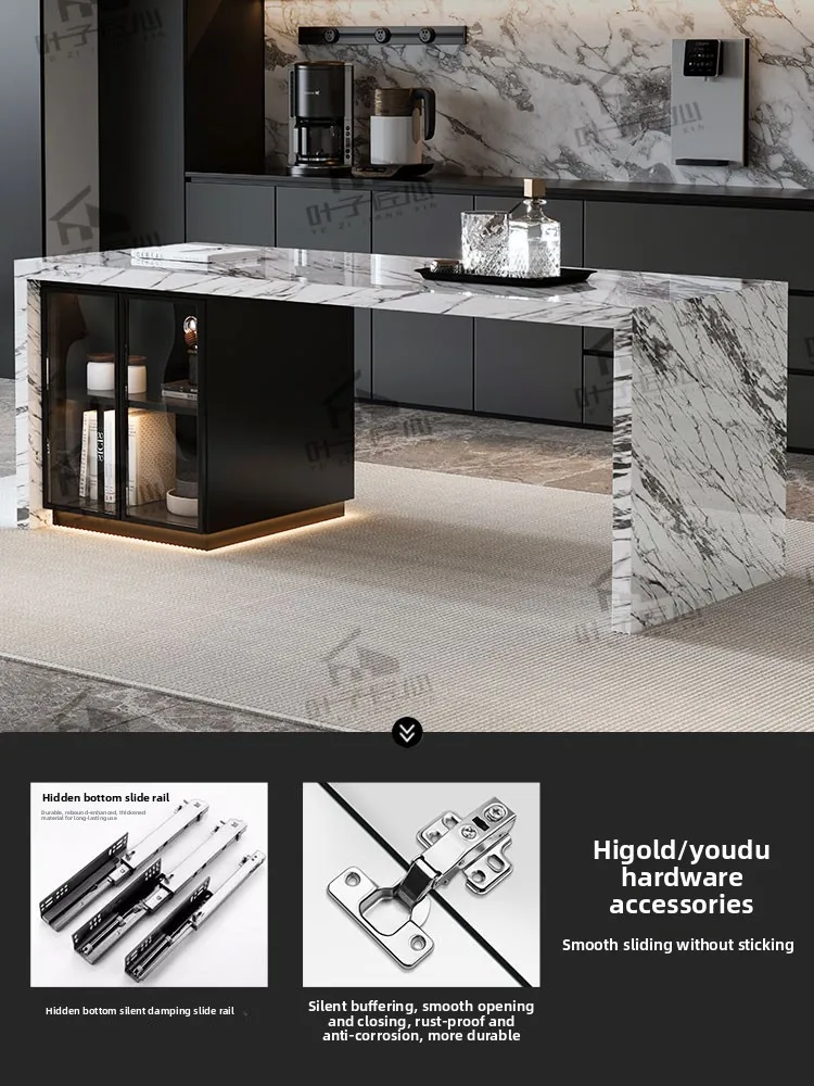LH rock slab bar table household living room wine cabinet against the wall light luxury high-end island table dining table