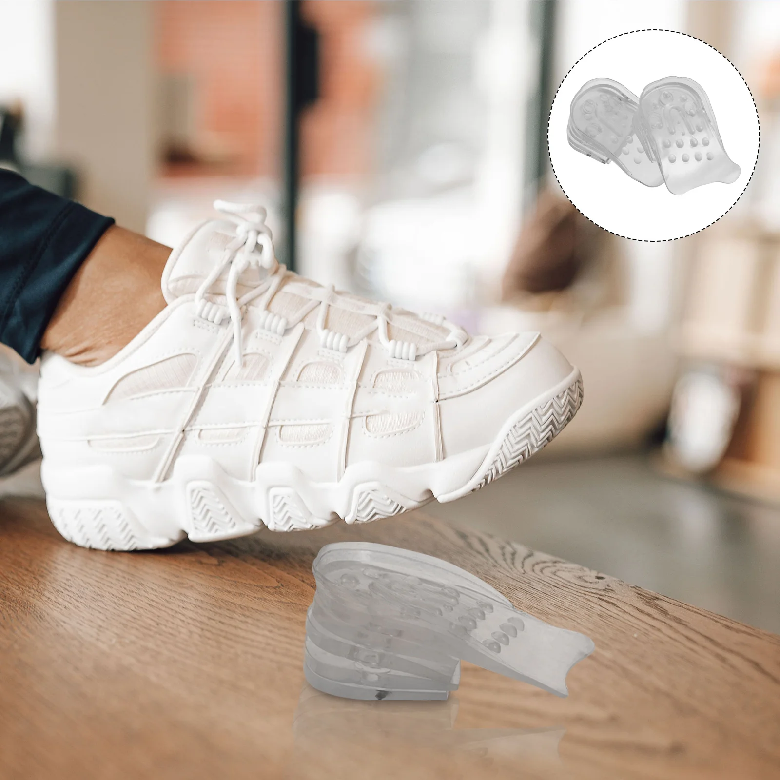 

2Pairs Height Increase Insoles Transparent Silicone Adjustable 5-Layer Heel Lift Inserts Invisible Shoe Pads for Men Women