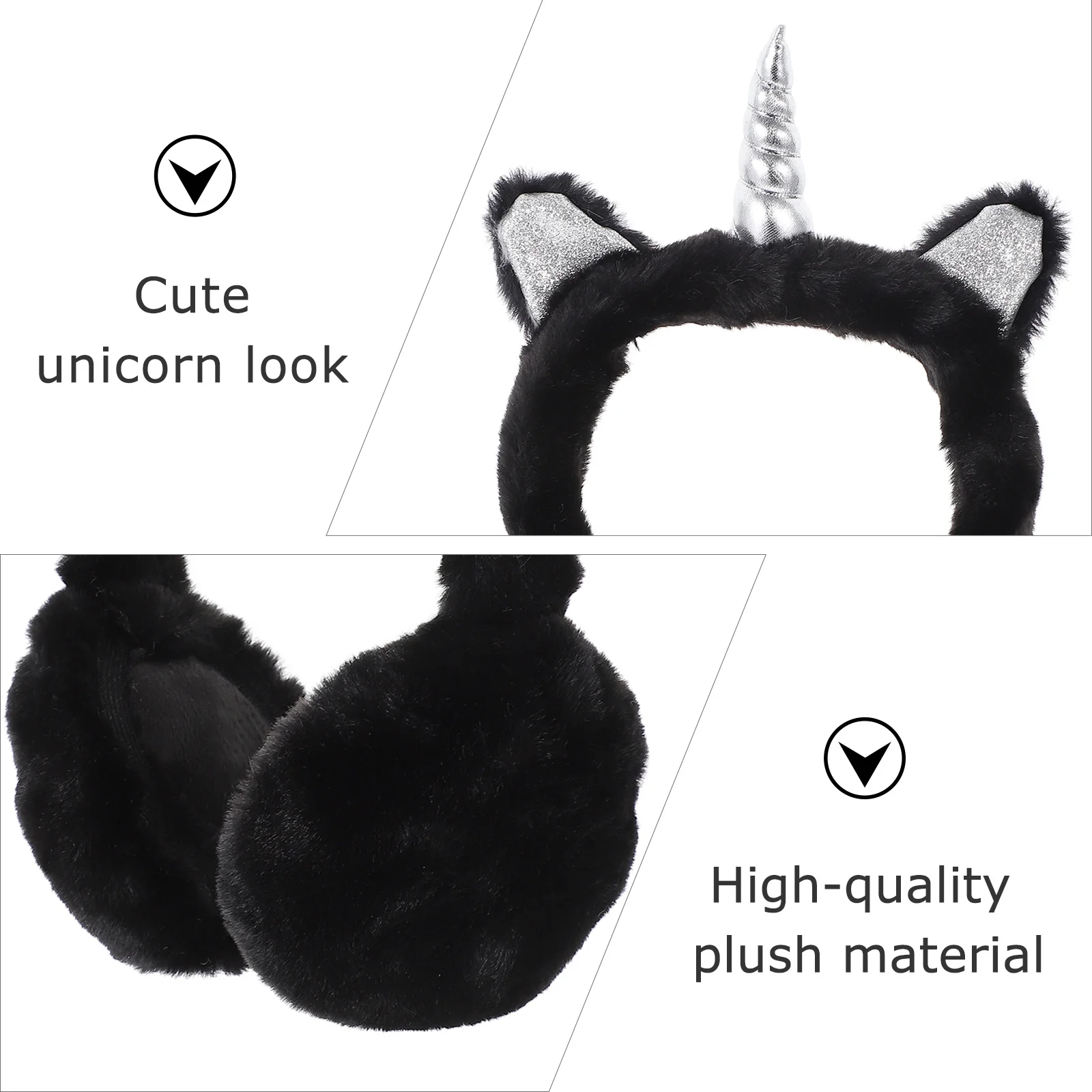 

Christmas Plushies Ear Muffs Winter Warm Fashion for Cold Weather Black Warmers