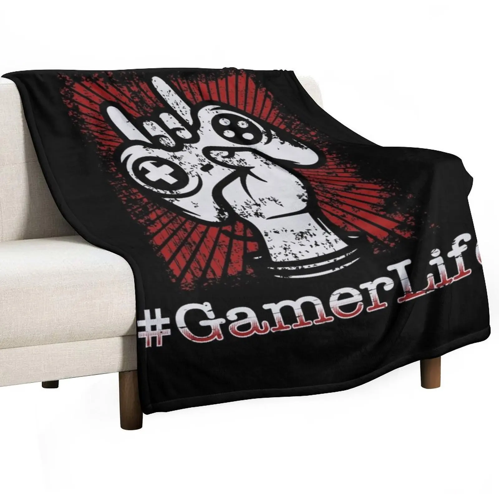 Gamer Life Gift Idea For Gamers Video Game Lovers Players Throw Blanket Furry Flannels Weighted Bed Blankets