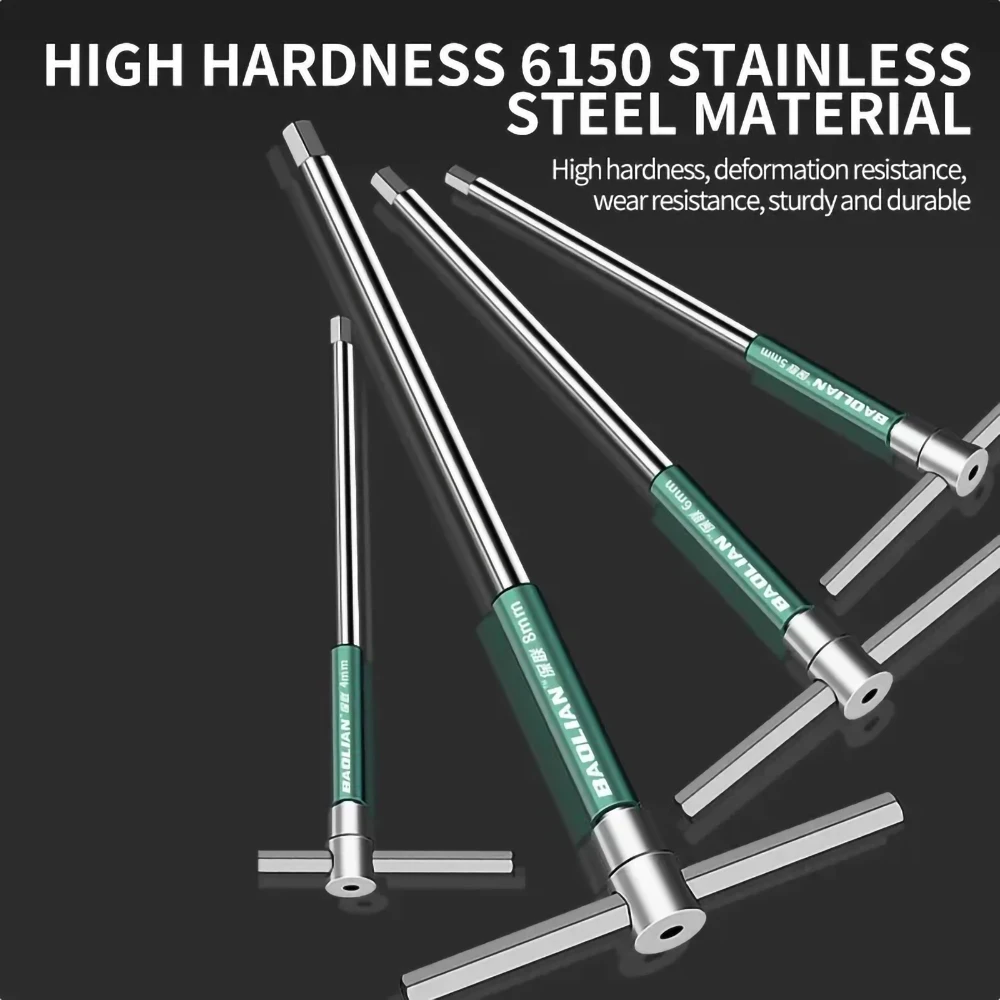 T-Type Adjustable Torx ScrewdriverAllen Hex Torque Wrench Chrome Hexagonal Spanner Rod T-shaped Hand Tool Extended T-Socket