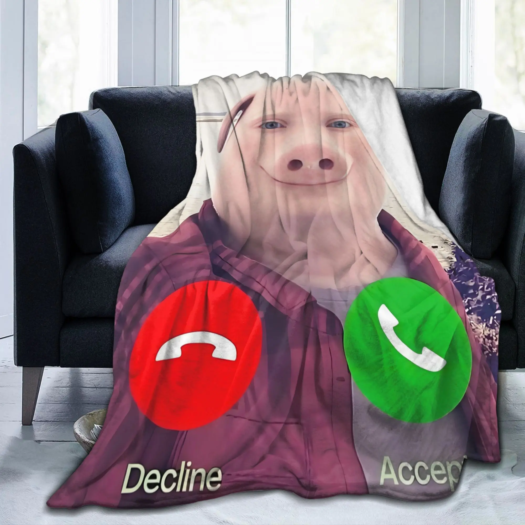 Custom Sofa Fleece John Pork Is Calling Throw Blanket Warm Flannel Funny Blankets for Bed Office Couch Quilt