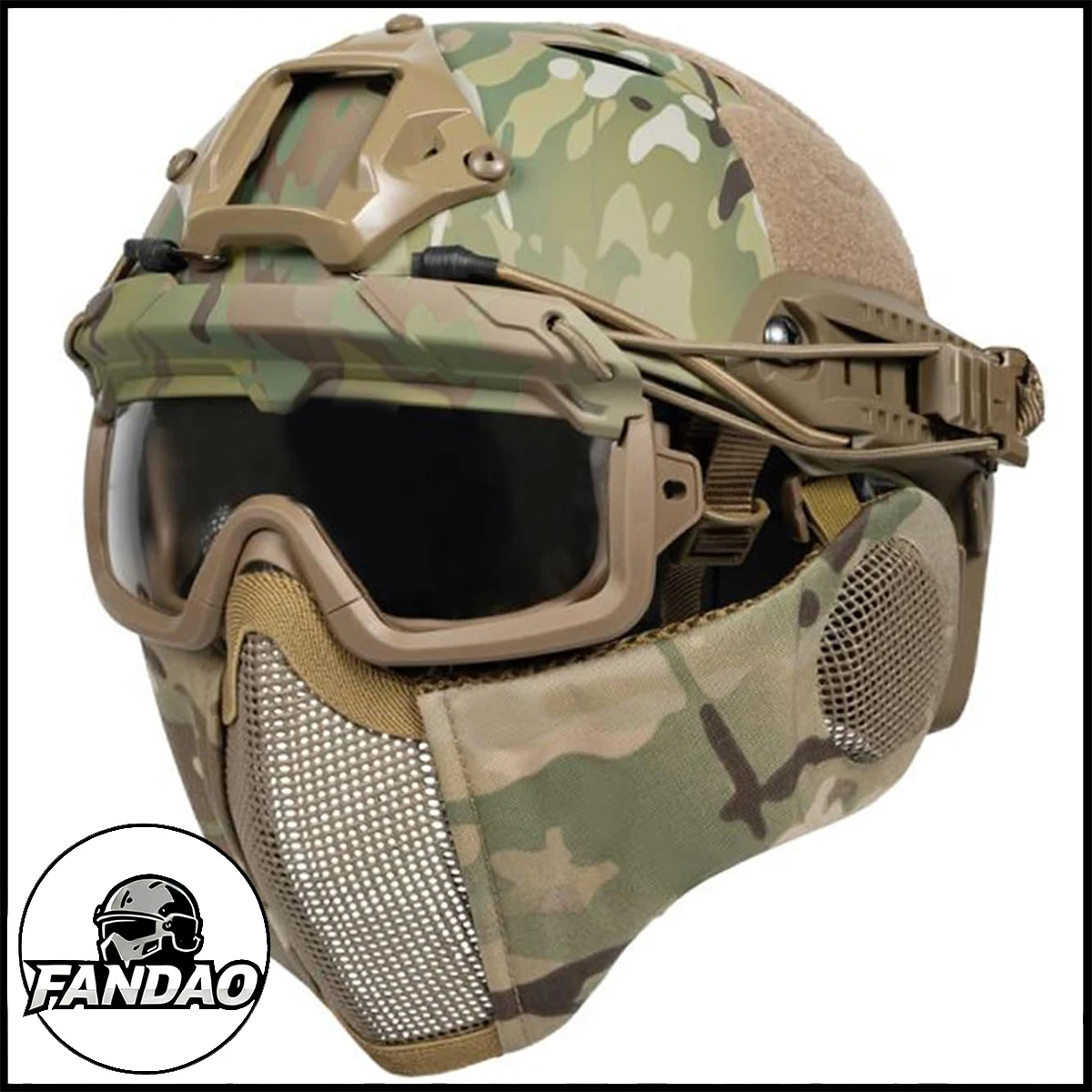 

Fast Tactical Helmet Set With Airsoft Riot Bump Mask,Protective Goggles,Military Wargame Paintball Cs CQB Hunting Shooting Gear