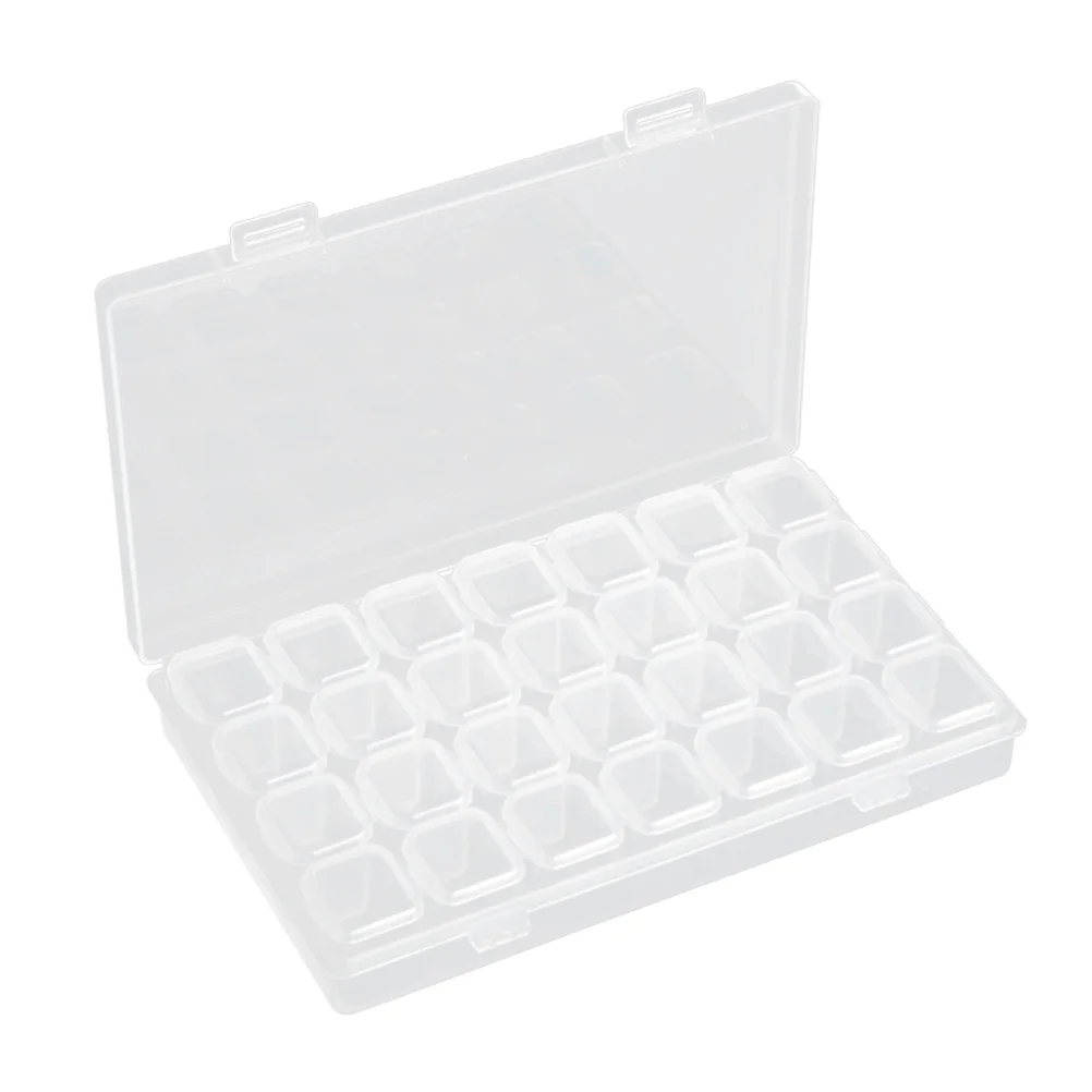 

28 Compartments Jewelry Storage Box Durable Transparent Plastic Case Beads Earrings Nail Art Accessories Small Items Organizer