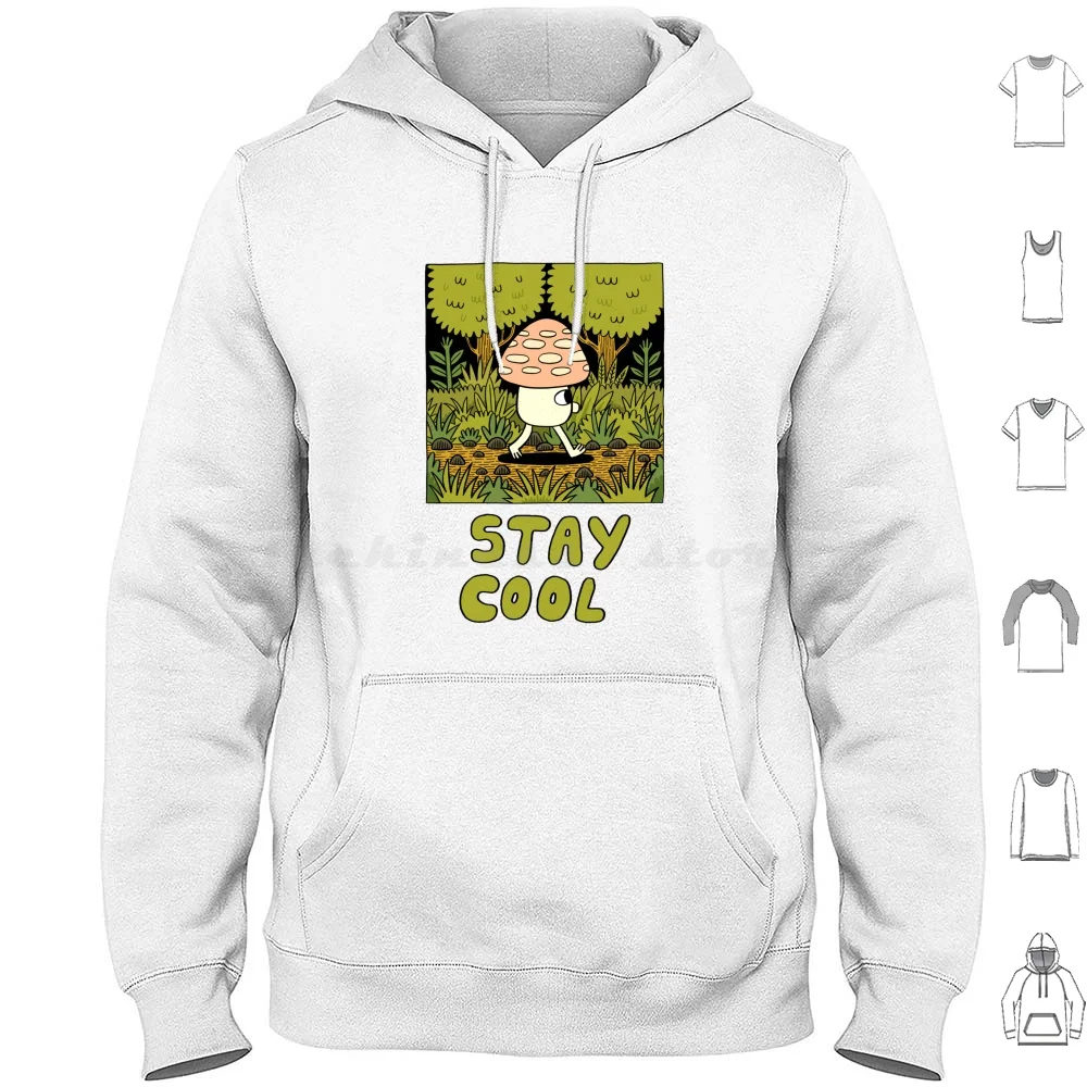 Stay Cool Hoodies Long Sleeve Mushroom Journey Travel Woods Woodland Nature Autumn Fall Leaves Trees Ferns Plants Plant