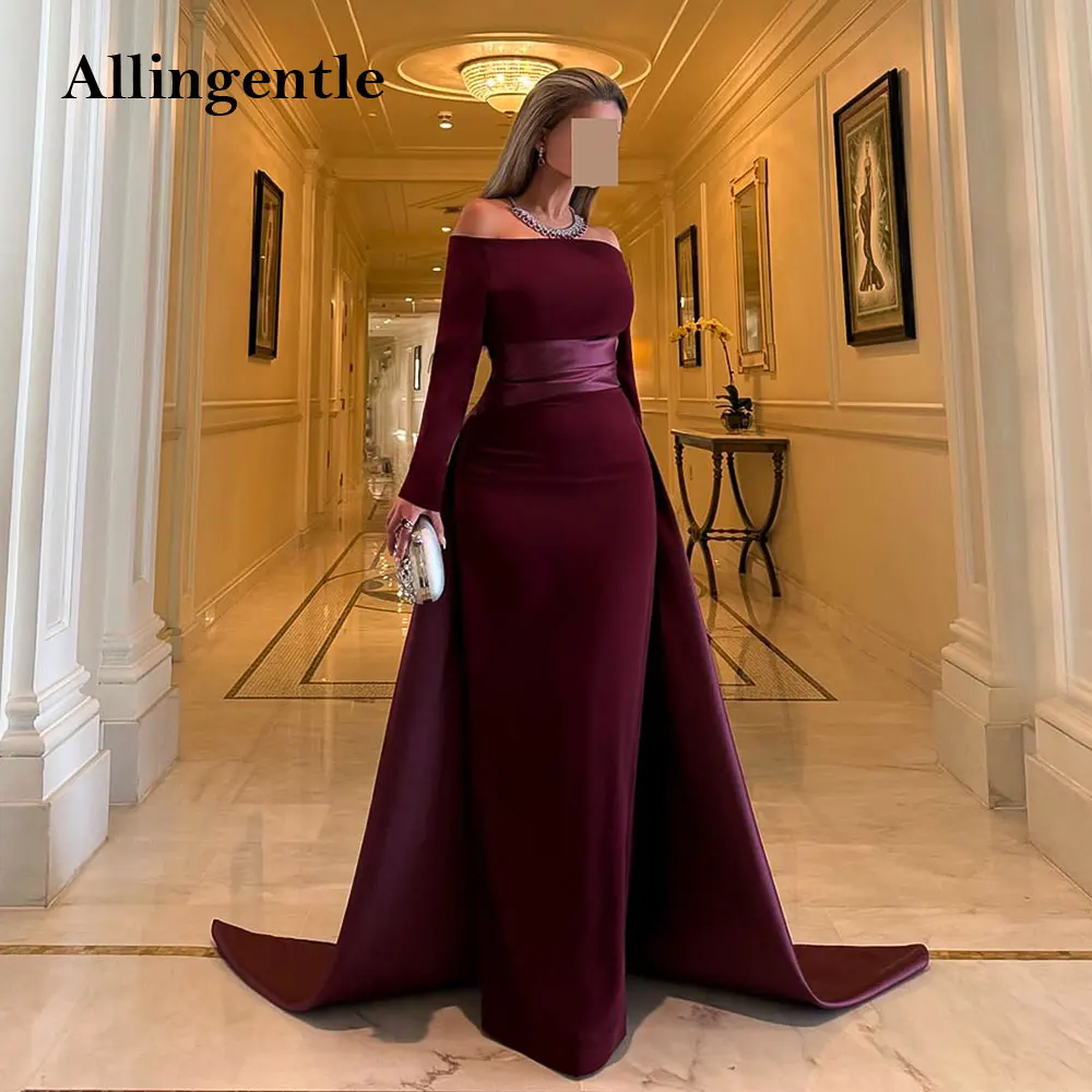

Arabia Elegant Mermaid Prom Dresses Off-The-Shoulder Women's Party Evening Gowns Long Sleeves Formal Party Dresses Customized