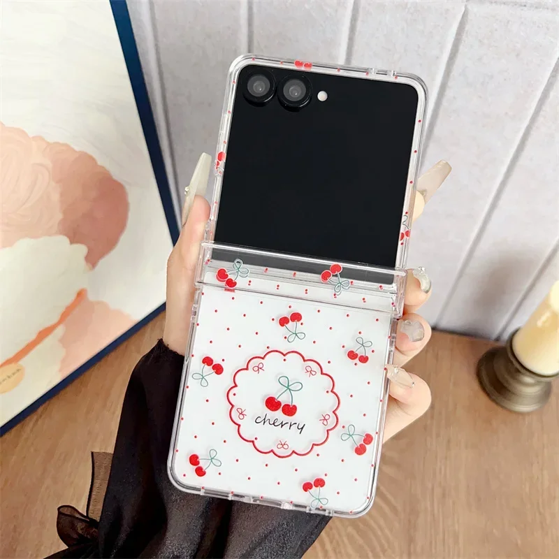 

Чехол для Samsung Galaxy Z Flip 7 FE 3 4 5 6, милый браслет с клубникой и вишней, прозрачный чехол