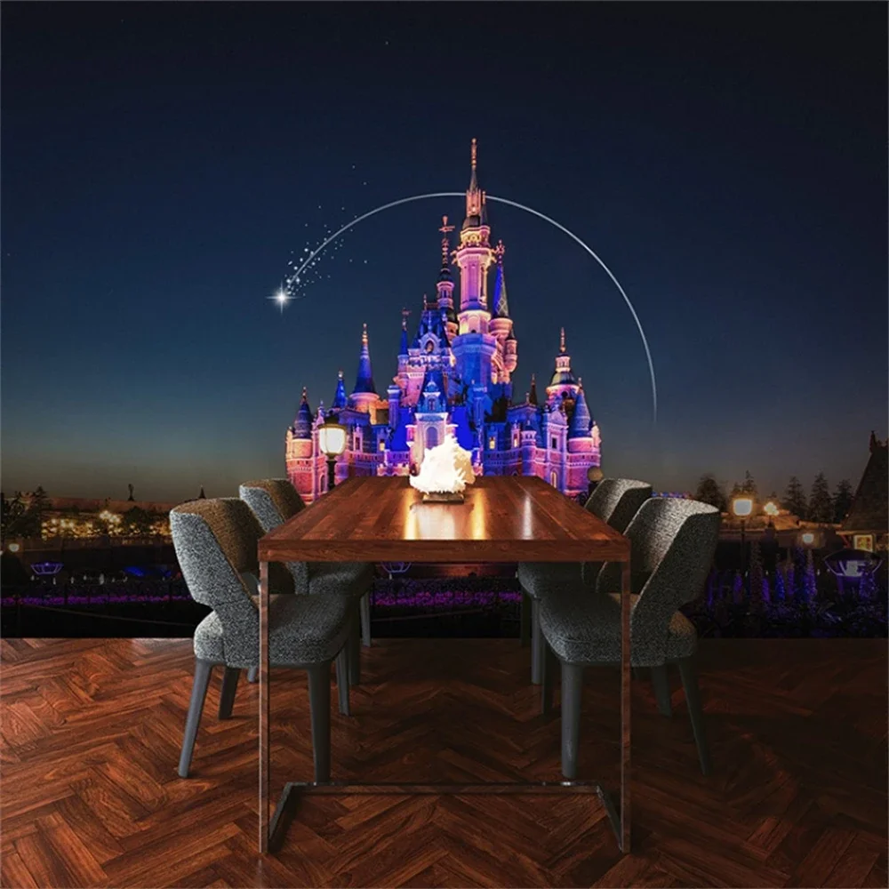 Custom cartoon Castle wallpaper city night architecture mural wall paper for children's room theme hotel restaurant Wall sticker