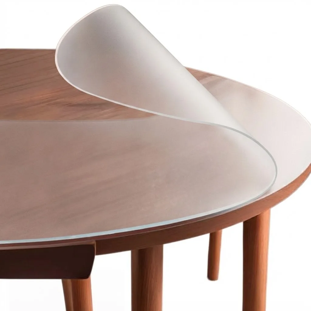 120 130 140 cm Matte Frosted Round Tablecloth 0.7mm PVC Transparent Table Mat Waterproof Protector Desk Cover Pad Dining
