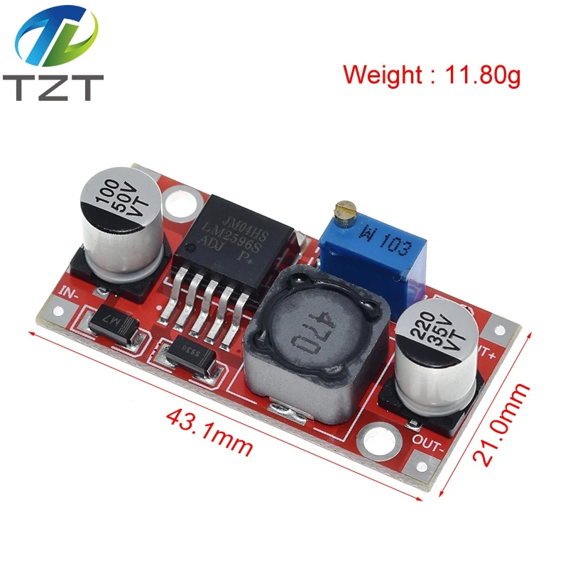 LM2596S DC-DC 3.6-46V 3A adjustable step-down power Supply module With reverse connection protection 5V voltage regulator RED