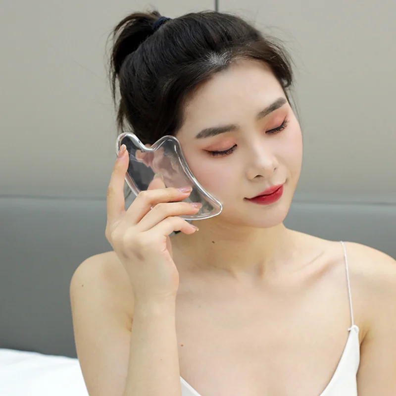 スパ用クリスタルスクレーパー,透明スクレーパー,美容Vフェイス痩身,フェイシャルマッサージ,3Dグアシャ,子午線浚渫