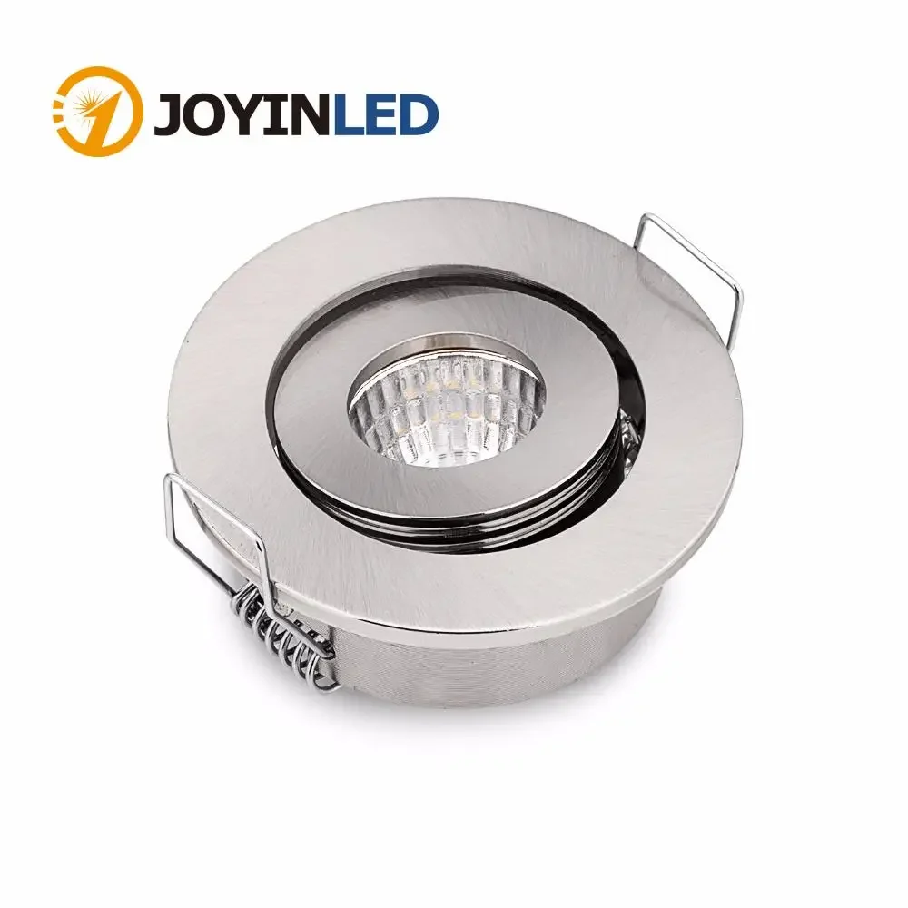 JOYINLED 10 Uds 3W COB LED Downlight, DC12V 44mm recortado Mini foco de aluminio, plata/negro/blanco/madera/cromo/níquel satinado
