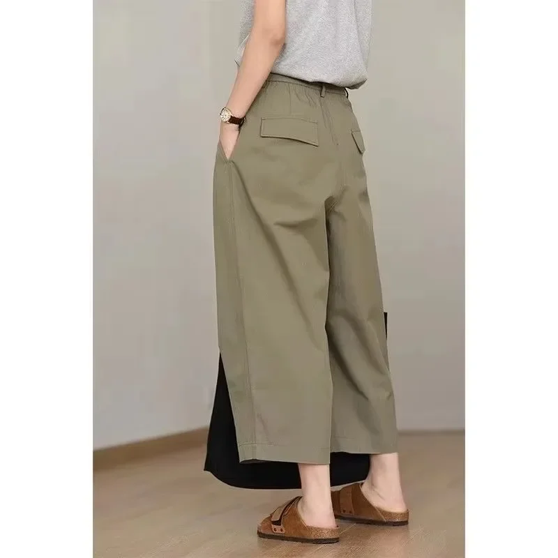 

Wide Leg Work Pants Women's Summer Loose Versatile Casual Pants High Waist Nine Cent Pants