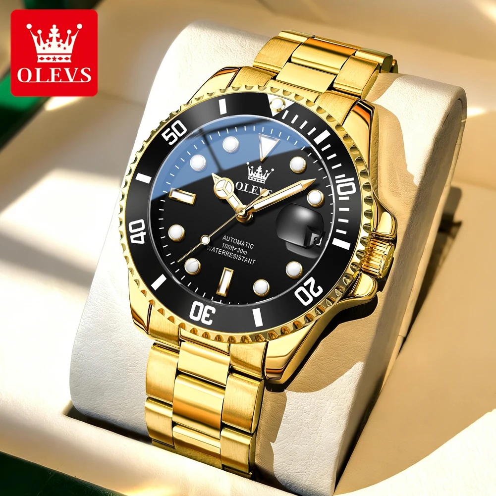 

Мужские часы OLEVS Luxury, топ-бренд, оригинальные автоматические механические часы для мужчин, серия Water Green Ghost, деловые наручные часы 6650
