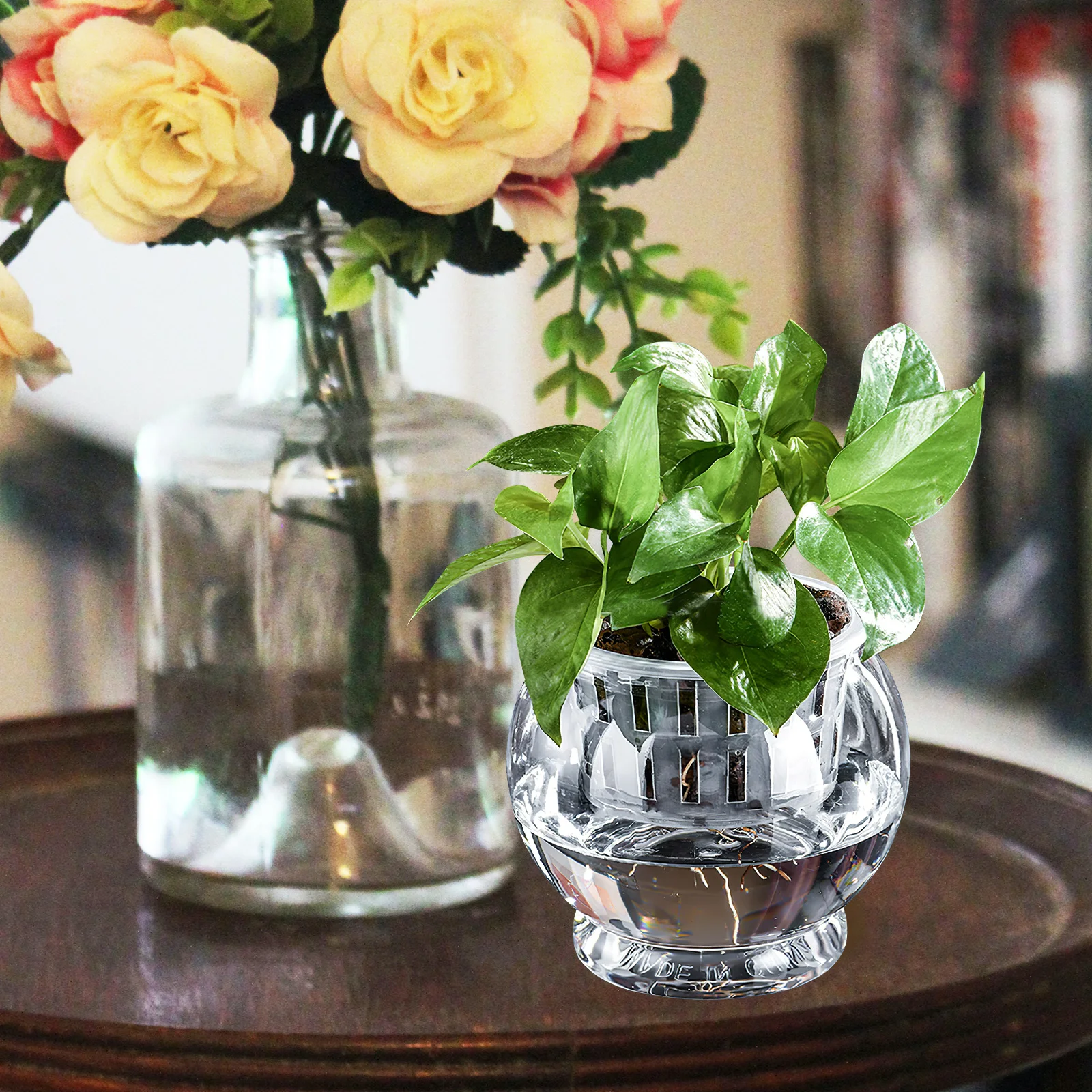 

Plastic Desktop Fish Tank Transparent Small Goldfish Bowl Hydroponic Vase Office Fish Bowl Decorative Aquarium Plant Holder