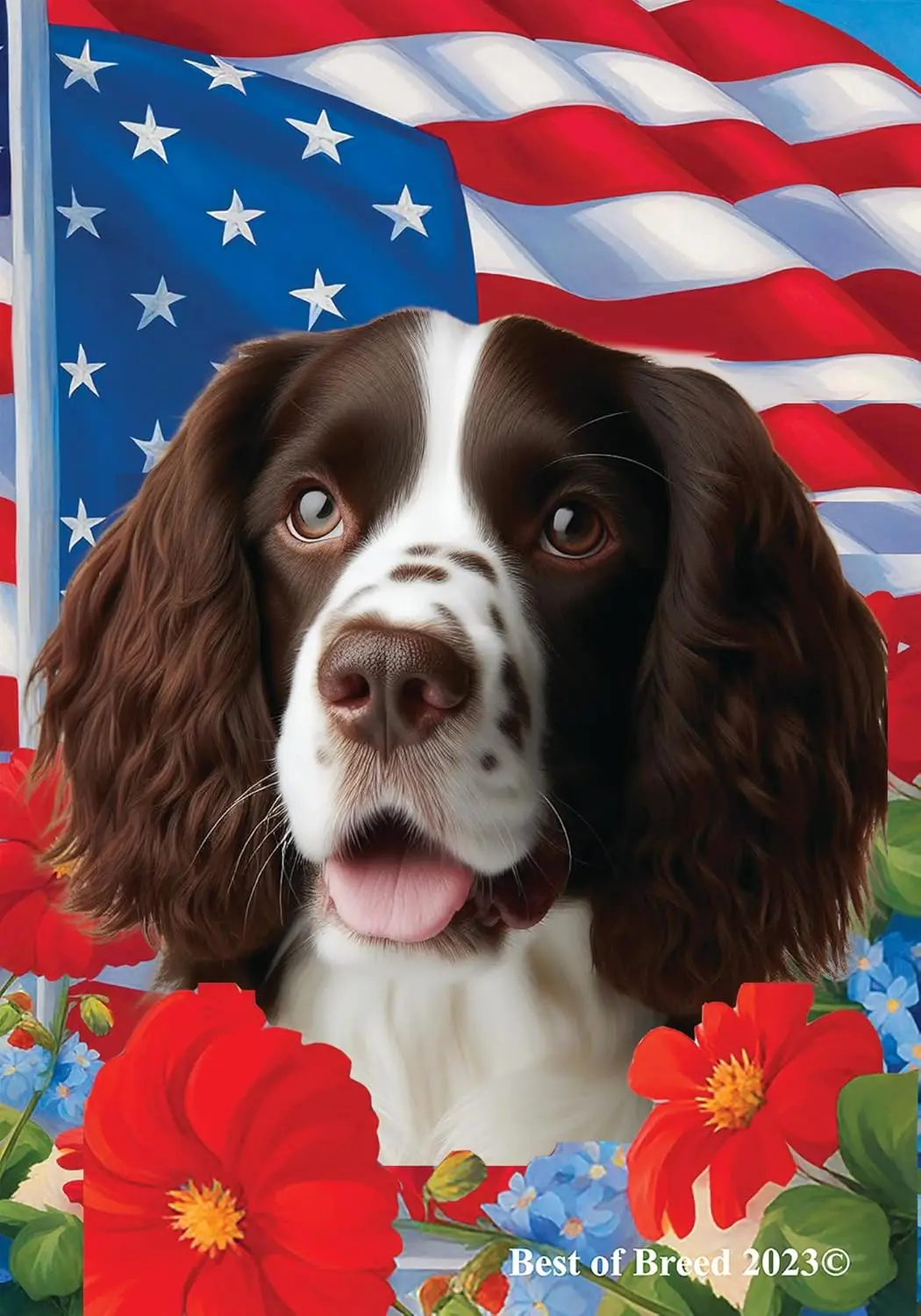 Springer Spaniel L/W - Best of Breed All-American Patriotic I Garden Flags