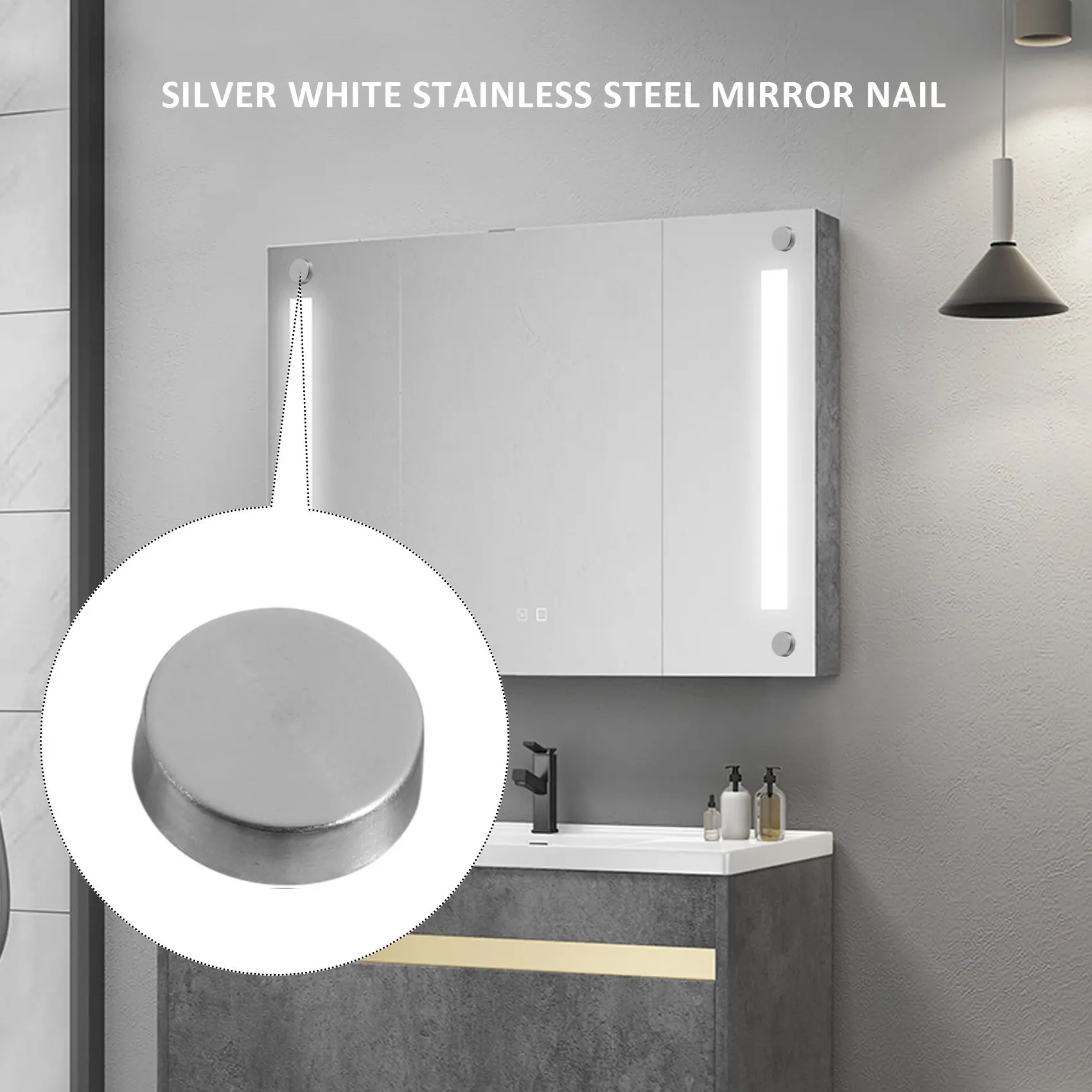 스테인레스 스틸 미러 네일 나사 캡, 16mm, 8 개