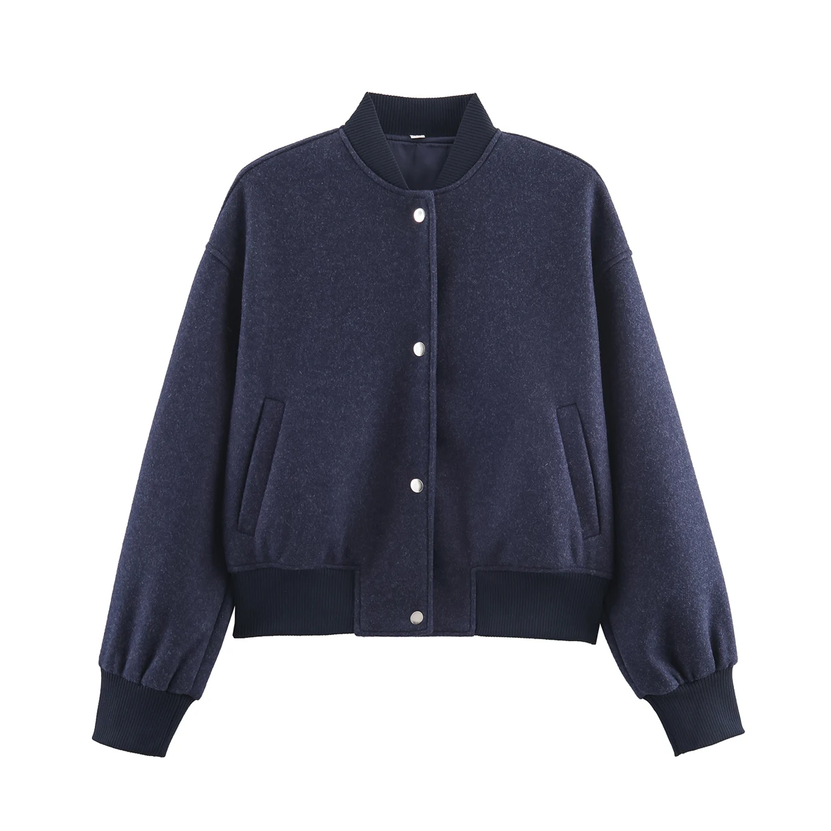 New Style Women's Tweed Cropped Jacket Bomber Coat Short Long Sleeve Casual 2026 Minimalist Versatile Outerwear