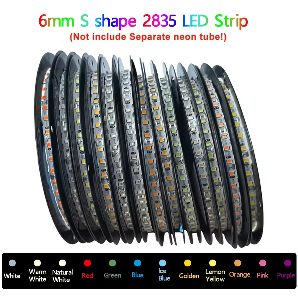 12 Color 6mm/8mm Separated Neon Tube 12-color S Shape 12V 120led/m Lamp Strip Is Used For DIY Advertising Letter Signs