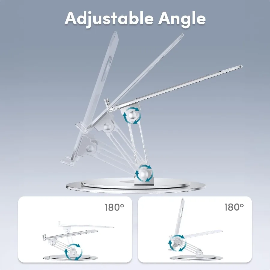 Adjustable Laptop Stand with 360 Rotating Base Ergonomic Computer Stand for Desk Foldable Portable Laptop Riser Holder Fits All