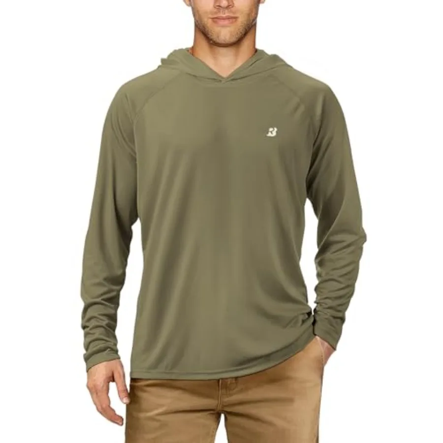 Roadbox UPF 50+ Fishing Shirts for Men, Long Sleeve UV Sun Protection Hoodie, Outdoor Hiking Running Swimming Rash Guard