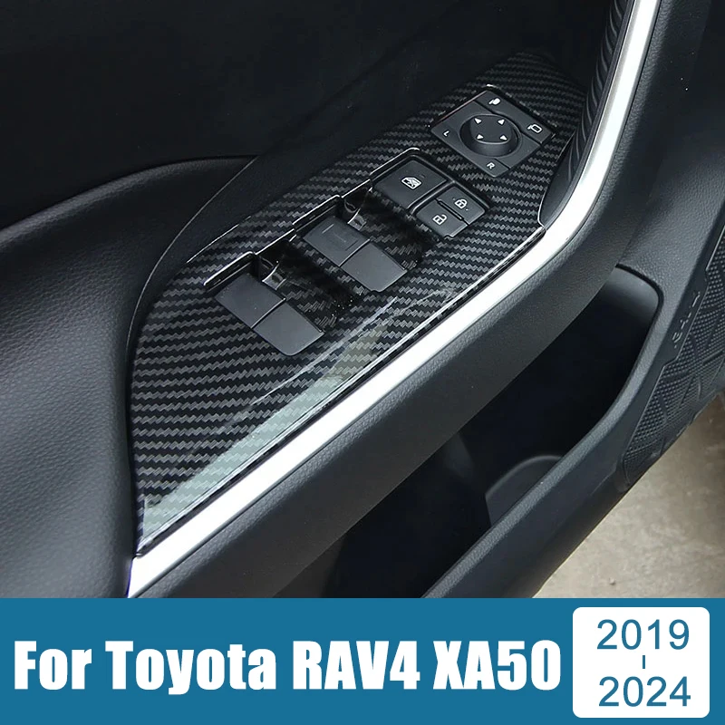 

For Toyota RAV4 XA50 2019 2020 2021 2022 2023 2024 RAV 4 Hybrid Car Window Glass Lift Switch Button Cover Decoration Accessories