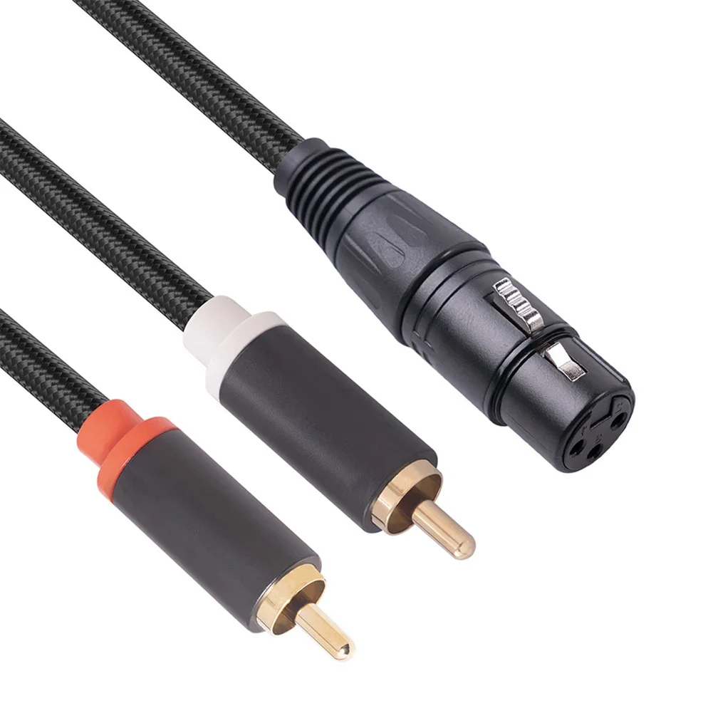 メス XLR からデュアル RCA オスケーブル抗シールドアダプタケーブル抗干渉ミキサーパワーアンプマイクアクセサリー