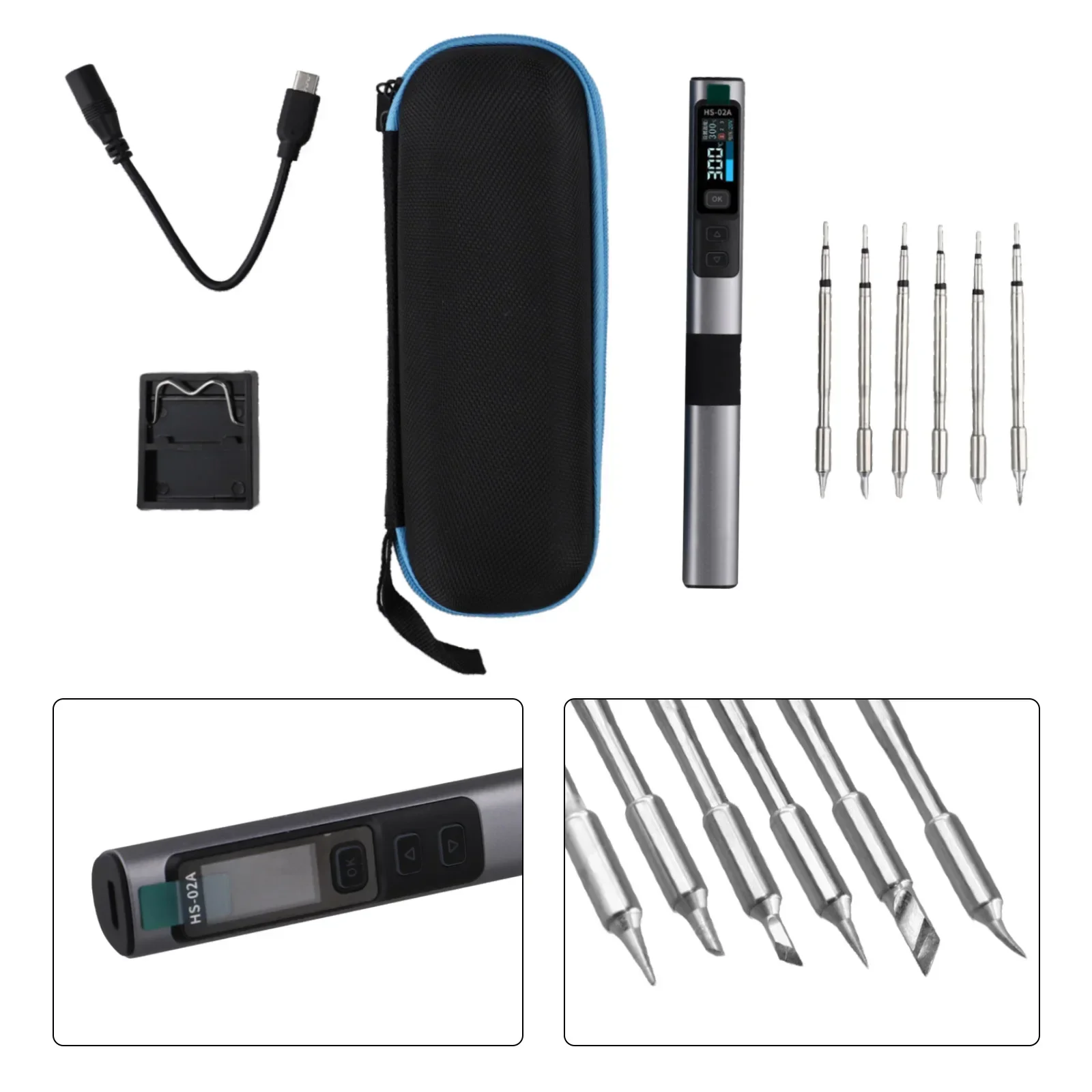 1set HS-02 Smart Electric Soldering Iron 100-450℃ Temp Adjustable PD 100W Portable Welding Rework Station Solding Irons Kit Tool