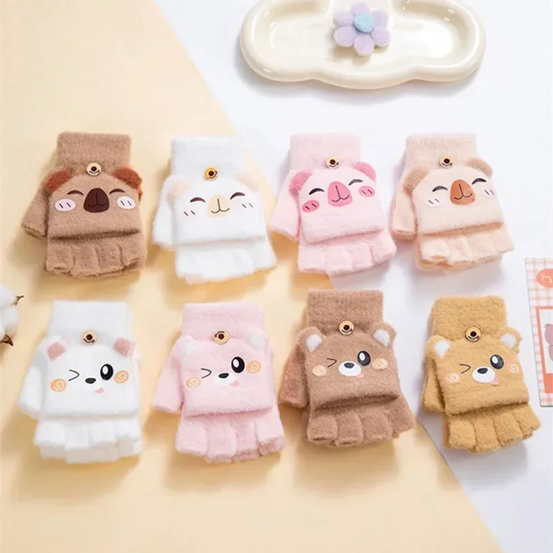 

Новые зимние теплые детские перчатки-флиптопы — дышащие пятипальцевые перчатки с героями мультфильмов для детей от 3 до 12 лет, аксессуары для мальчиков и девочек