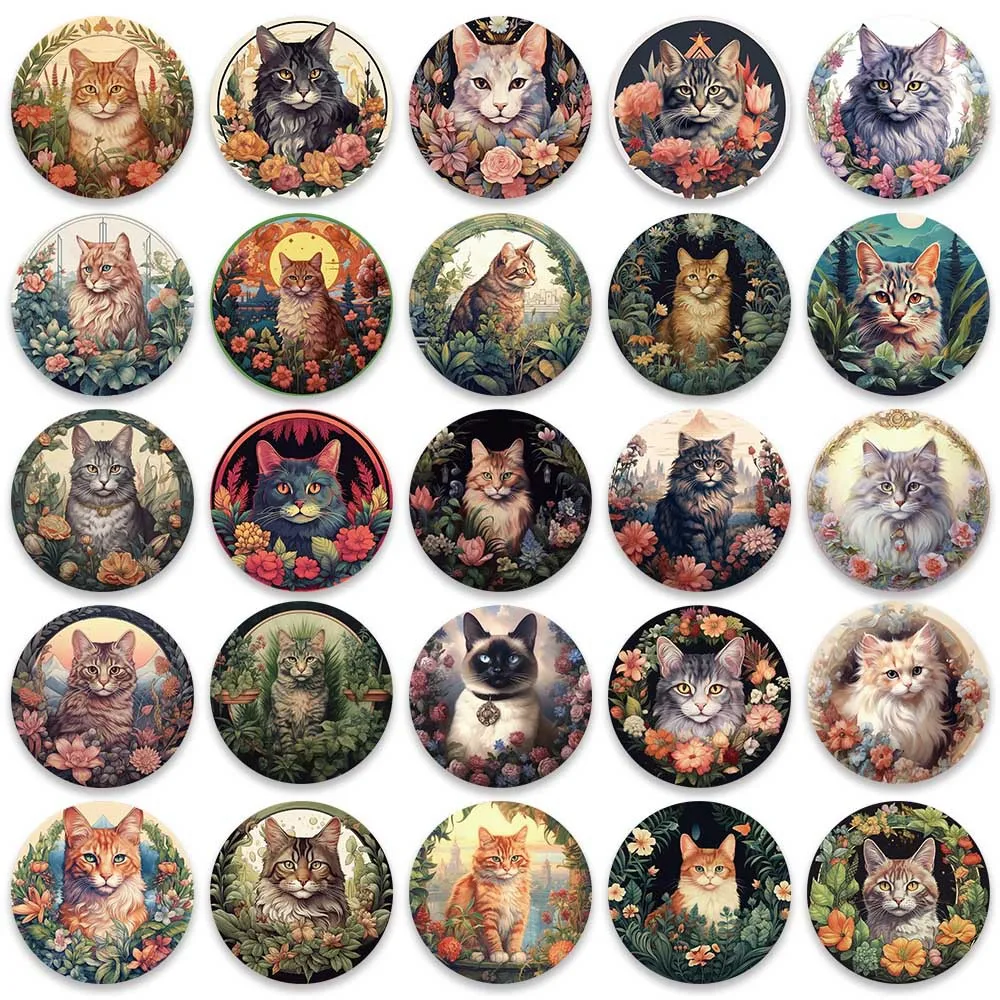 Adesivo de desenhos animados de animais fofos, selo retro, gato, telefone, laptop, bagagem, skate, decalques de graffiti, brinquedo divertido para criança, DIY, 10 pcs, 30 pcs, 50pcs