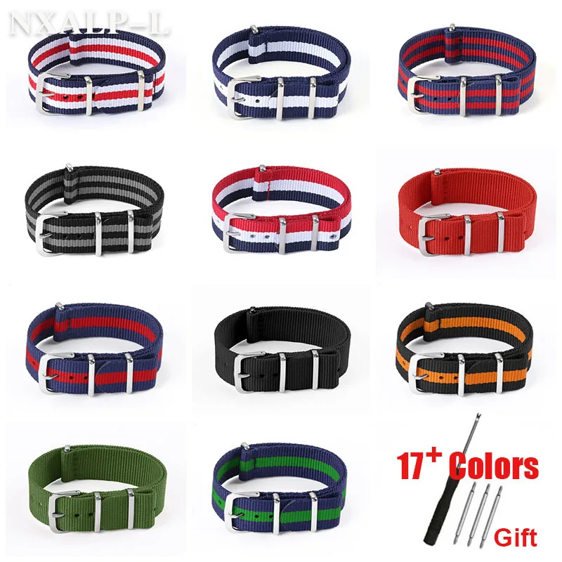 Nylon Strap 14mm 16mm 18mm 20mm 22mm Military Men\'s Watch Band Waterproof Watch Strap Army Sport Bracelet Belt for Smartwatch