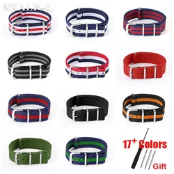 Nylon Strap 14mm 16mm 18mm 20mm 22mm Military Men's Watch Band Waterproof Watch Strap Army Sport Bracelet Belt for Smartwatch